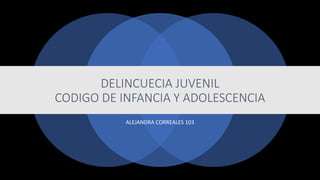 DELINCUECIA JUVENIL
CODIGO DE INFANCIA Y ADOLESCENCIA
ALEJANDRA CORREALES 103
 