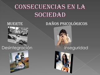 Muerte

Desintegración

Daños psicológicos

Inseguridad

 