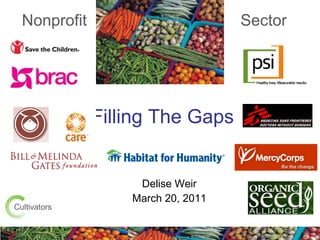 Filling The Gaps  Delise Weir March 20, 2011 Nonprofit Sector Cultivators 