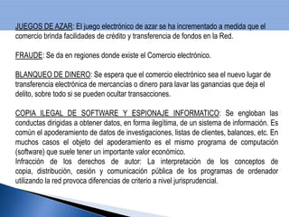 DELITOS EN PERSPECTIVAAunque depende en gran medida del tipo de organización, se puede mencionar que los Fraudes y sabotajes son los delitos de mayor incidencia en las organizaciones. Además, aquellos que no están claramente definidos y publicados dentro de la organización como un delito (piratería, mala utilización de la información, omisión deliberada de controles, uso no autorizado de activos y/o servicios computacionales; y que en algún momento pueden generar un impacto a largo plazo).Pero si se examina la otra perspectiva, referente a los delitos de difícil detección, se deben situar a aquellos producidos por las personas que trabajan internamente en una organización y que conocen perfectamente la configuración interna de las plataformas; especialmente cuando existe una cooperación entre empleados, cooperación entre empleados y terceros, o incluso el involucramiento de la administración misma.
