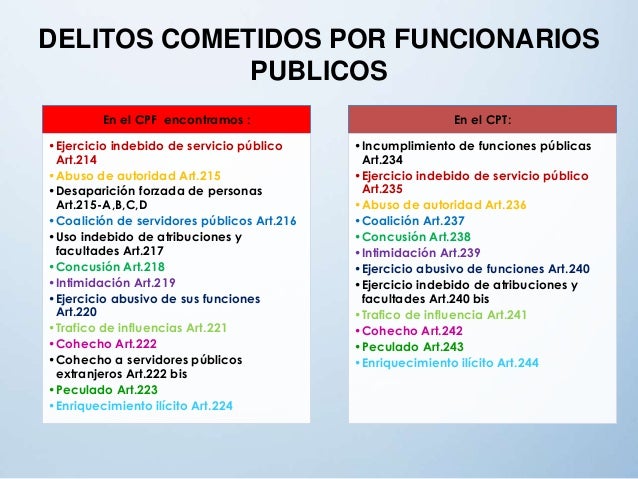 Delitos Cometidos por Servidores Públicos.