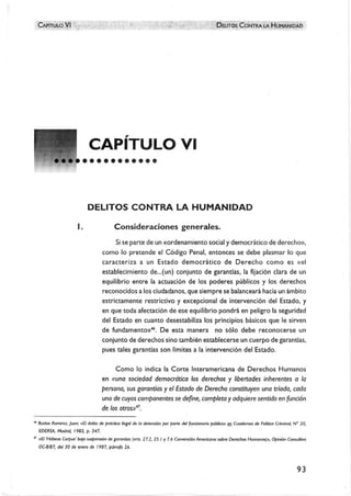 CAPÍTULO VI
	
DELITOS CONTRA LA HUMANIDAD
CAPITULO VI
DELITOS CONTRA LA HUMANIDAD
I.	 Consideraciones generales.
Si se par...