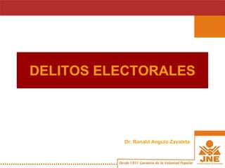 DELITOS ELECTORALES
Dr. Ronald Angulo Zavaleta
 