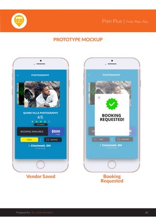 Plan Plus | Find. Plan. Pay.
Proposal for : Dr. Jaime Windeler 45
PROTOTYPE MOCKUP
Vendor Saved Booking
Requested
 