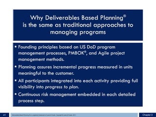 Chapter 041 Deliverables Based Planning ® is a registered trademark of Lewis & Fowler. Copyright ® Lewis & Fowler, 2011
 