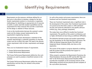 Identifying Requirements
Requirements are the necessary attributes defined for an
item prior to the efforts to develop a d...