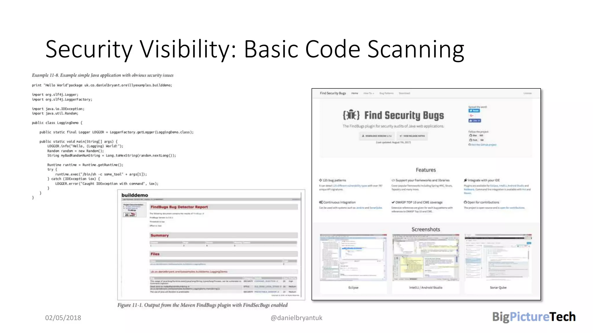 Security Visibility: Basic Code Scanning
02/05/2018 @danielbryantuk
 