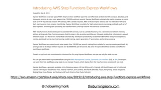 @theburningmonk theburningmonk.com
https://aws.amazon.com/about-aws/whats-new/2019/12/introducing-aws-step-functions-express-workflows
 