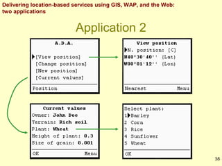 Delivering location-based services using GIS, WAP, and the Web:
two applications

Application 2

38

 