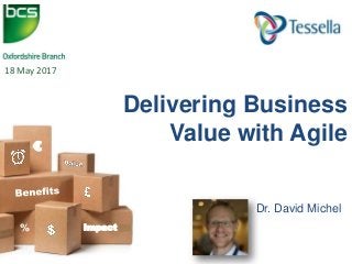 Dr. David Michel
Delivering Business
Value with Agile
Impact
€
%
18 May 2017
 