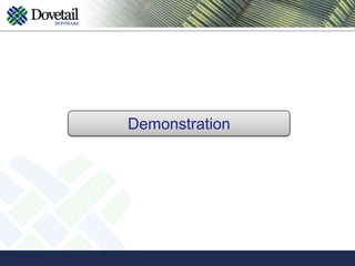Application ProfilesUS-Based National Residential Home BuilderENVIRONMENT: Clarify Version 13 / Amdocs 6 (Support & Logistics)CHALLENGE:Needed to add more enterprise users to the Clarify system but current performance limitations and license cost prevented this. SOLUTION:Dovetail provided a web-based “light” application in conjunction with Dovetail’s thin-client agent that will result in a complete replacement of Clarify thick-client application.BENEFIT:A complete replacement of the Clarify thick-client was justified by creating a web-based environment with a mixture of “full-featured” and “light-featured” licenses provided by Dovetail