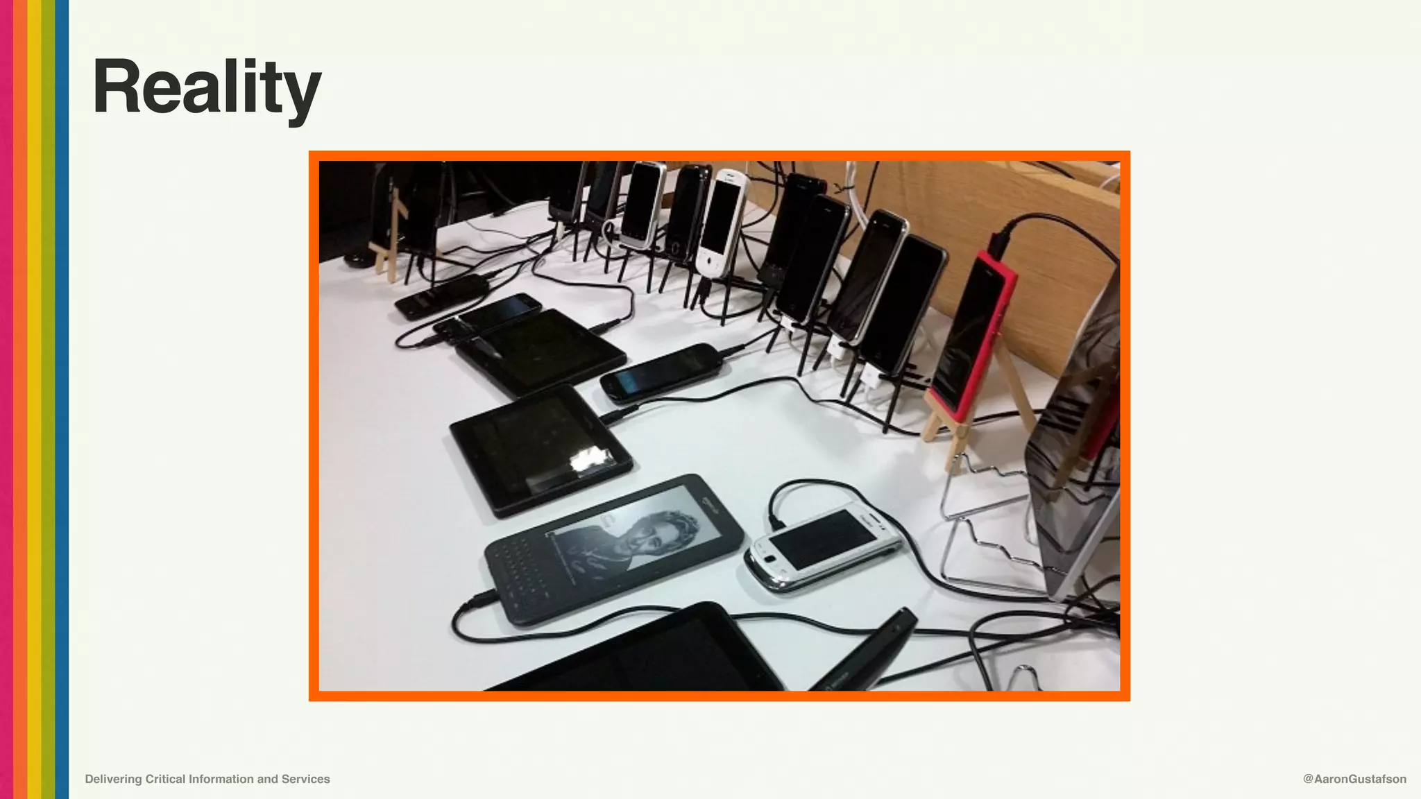 Delivering Critical Information and Services @AaronGustafson
Reality
 