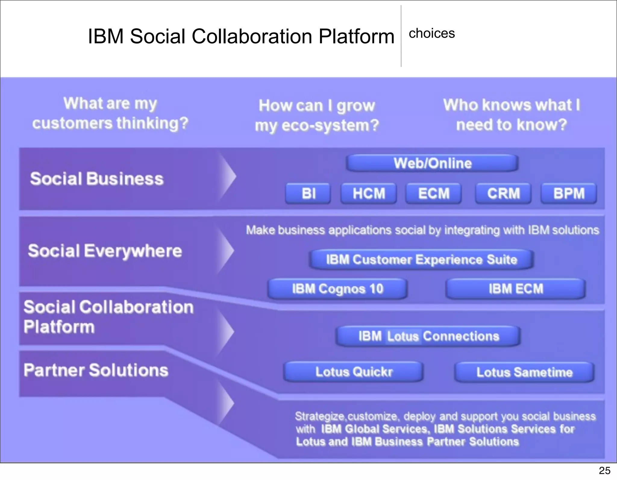 IBM Social Collaboration Platform   choices




                                              25
 