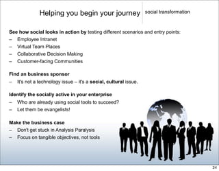 Helping you begin your journey                      social transformation



See how social looks in action by testing dif...