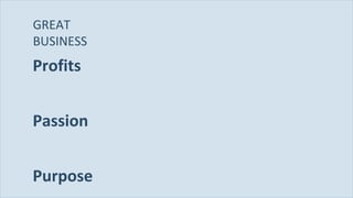 Profits Passion Purpose GREAT  BUSINESS 