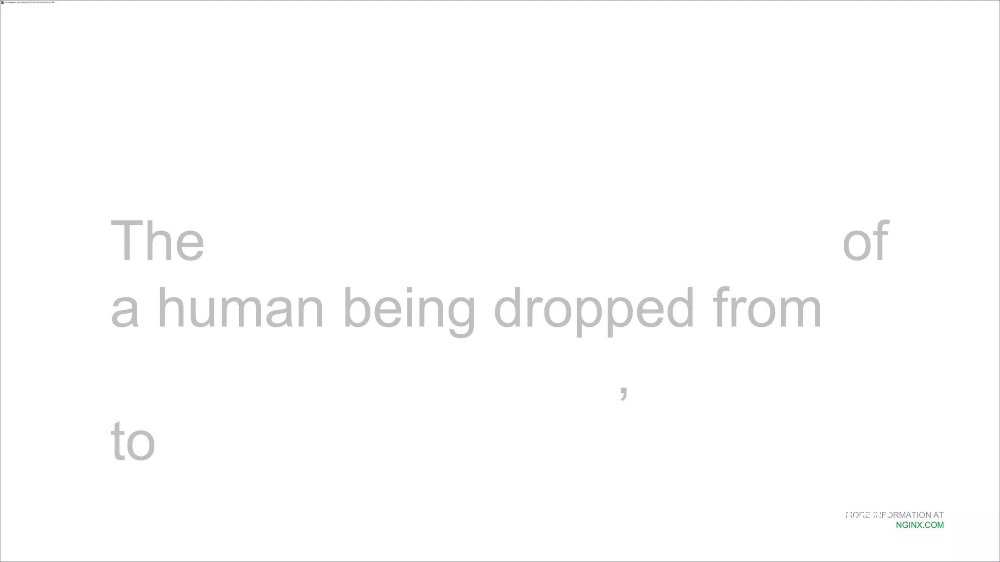 MORE INFORMATION AT
NGINX.COM
The average attention span of
a human being dropped from
12 seconds in 2000,
to 8.25 seconds in 2013.
http://www.statisticbrain.com/attention-span-statistics/
 