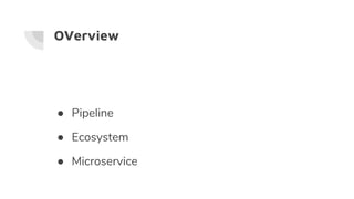 OVerview
● Pipeline
● Ecosystem
● Microservice
 