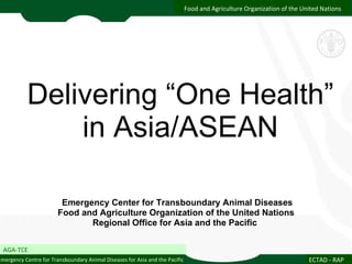 Delivering “One Health” in Asia/ASEAN Emergency Center for Transboundary Animal Diseases Food and Agriculture Organization of the United Nations Regional Office for Asia and the Pacific   