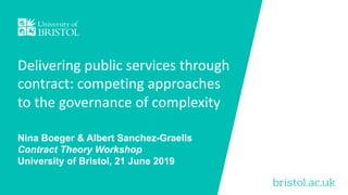 bristol.ac.uk
Delivering public services through
contract: competing approaches
to the governance of complexity
Nina Boeger & Albert Sanchez-Graells
Contract Theory Workshop
University of Bristol, 21 June 2019
 