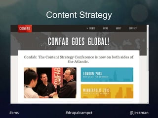 Content Strategy




#cms       #drupalcampct   @jeckman
 