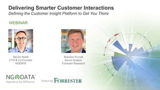 Delivering Smarter Customer Interactions
Defining the Customer Insight Platform to Get You There
Featuring
Brandon Purcell
Senior Analyst
Forrester Research
Steven Noels
CTO & Co-Founder
NGDATA
WEBINAR
 