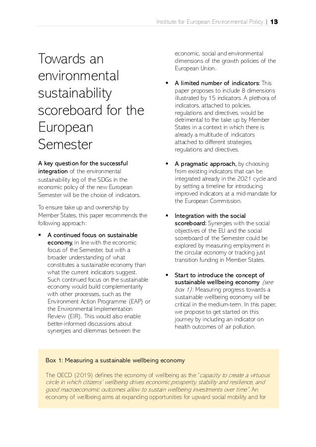 Institute for European Environmental Policy | 13
Towards an
environmental
sustainability
scoreboard for the
European
Semes...