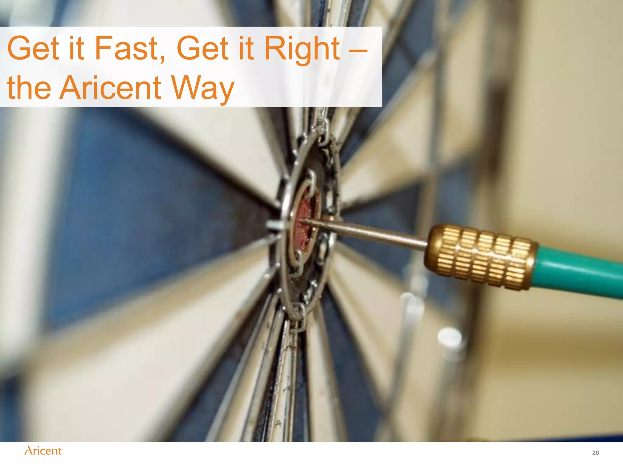 Get it Fast, Get it Right –
the Aricent Way




                              20
 