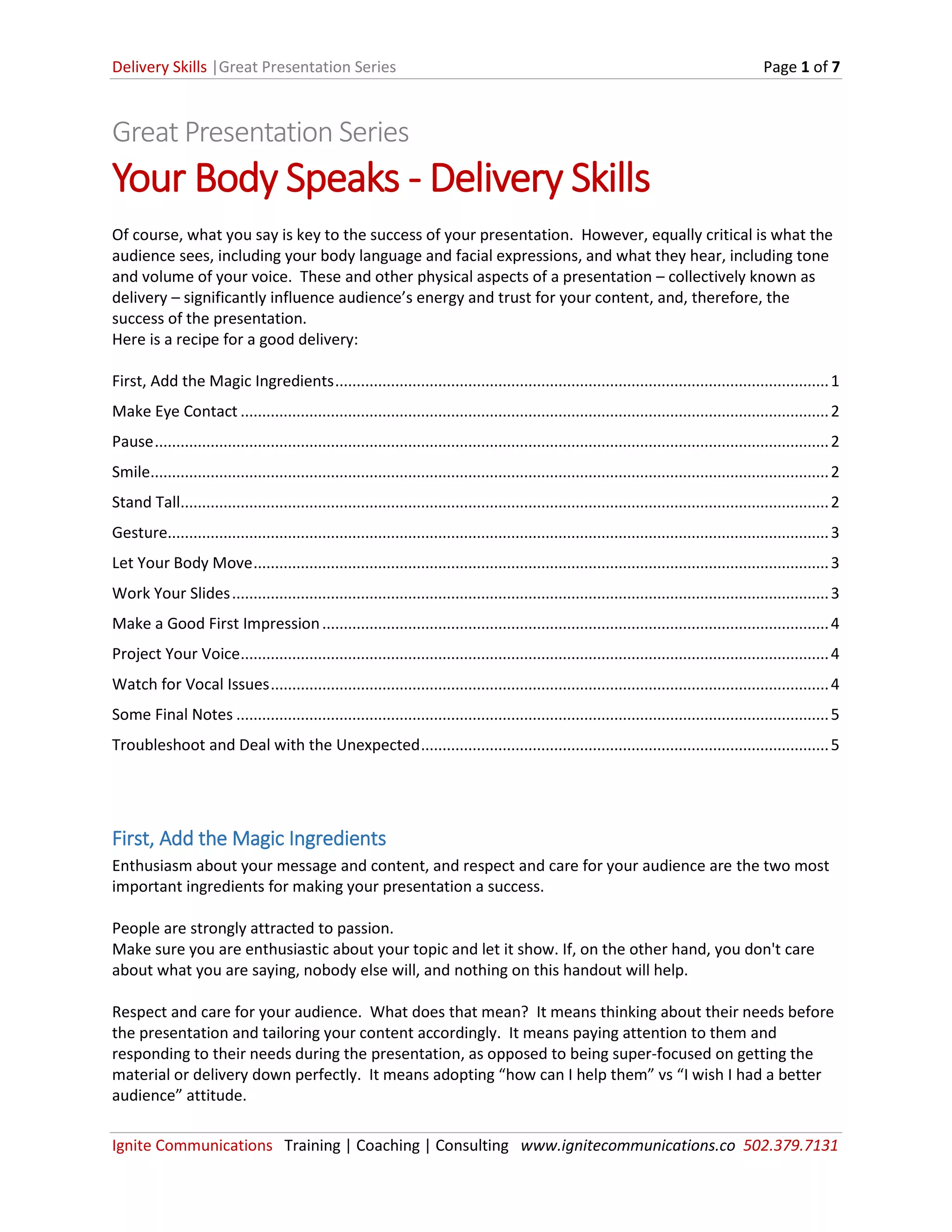 Presentation Delivery Skills HowTo PDF