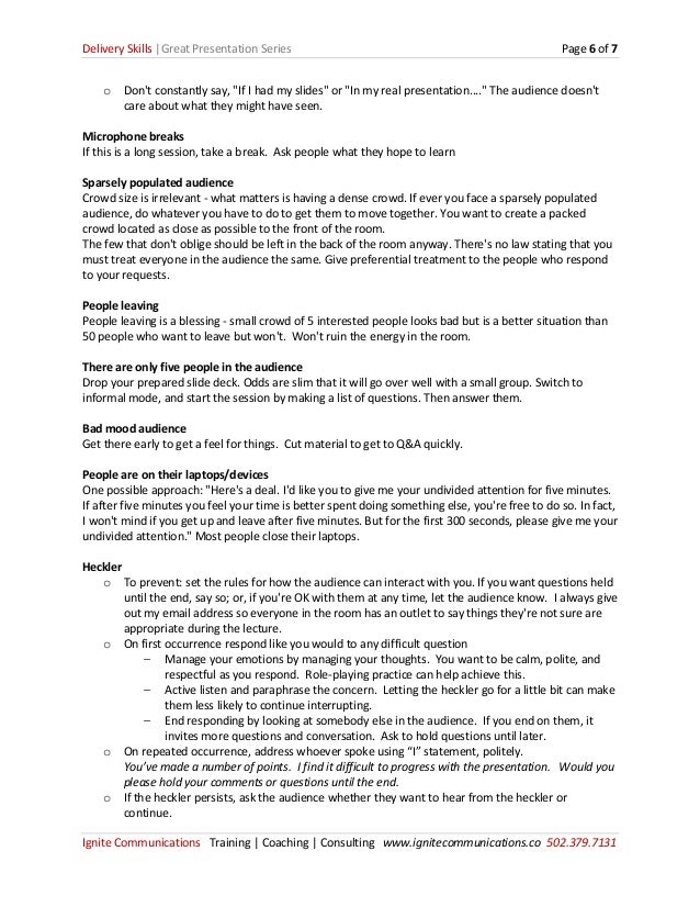 Presentation Delivery Skills HowTo