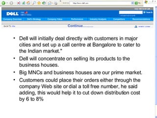Company Overview   Dell’s Strategy   Company Value    Performance   Industry Analysis   Competitors   Recommendations


  ...