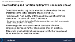 From: Dellaert, Johnson, Duncan, and Baker (2022)
How Ordering and Partitioning Improve Consumer Choice
Consumers tend to ...