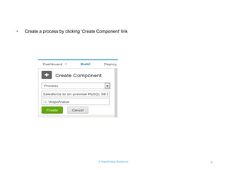© RapidValue Solutions 8
• Create a process by clicking „Create Component‟ link
 
