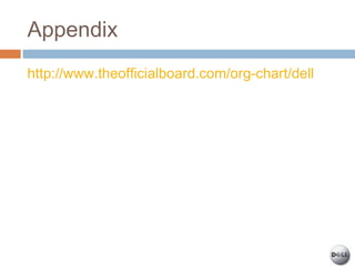 Appendix
http://www.theofficialboard.com/org-chart/dell
 
