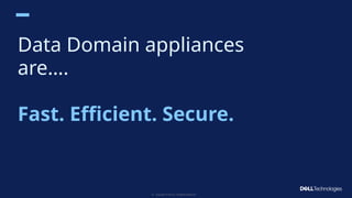 Copyright © Dell Inc. All Rights Reserved.
21
Data Domain appliances
are….
Fast. Efficient. Secure.
 