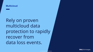 Copyright © Dell Inc. All Rights Reserved.
46
Multicloud
Rely on proven
multicloud data
protection to rapidly
recover from
data loss events.
Copyright © Dell Inc. All Rights Reserved.
46
 