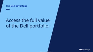 Copyright © Dell Inc. All Rights Reserved.
50
The Dell advantage
Access the full value
of the Dell portfolio.
Copyright © Dell Inc. All Rights Reserved.
50
 