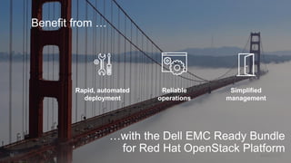 52
Benefit from …
Rapid, automated
deployment
Reliable
operations
Simplified
management
…with the Dell EMC Ready Bundle
for Red Hat OpenStack Platform
 