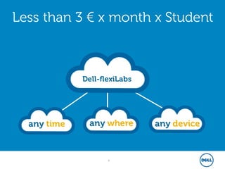 9
Less than 3 € x month x Student
any time any where any device
Dell-flexiLabs
 