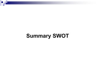 Summary SWOT
 
