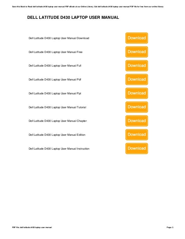 Dell Latitude D430 Laptop User Manual