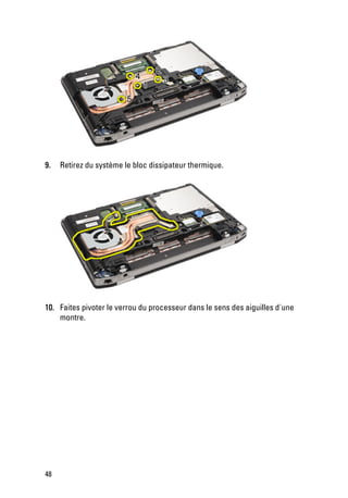 9.   Retirez du système le bloc dissipateur thermique.




10. Faites pivoter le verrou du processeur dans le sens des aiguilles d'une
    montre.




48
 