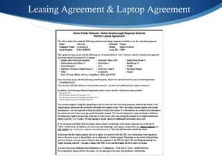 Leasing Agreement & Laptop Agreement 