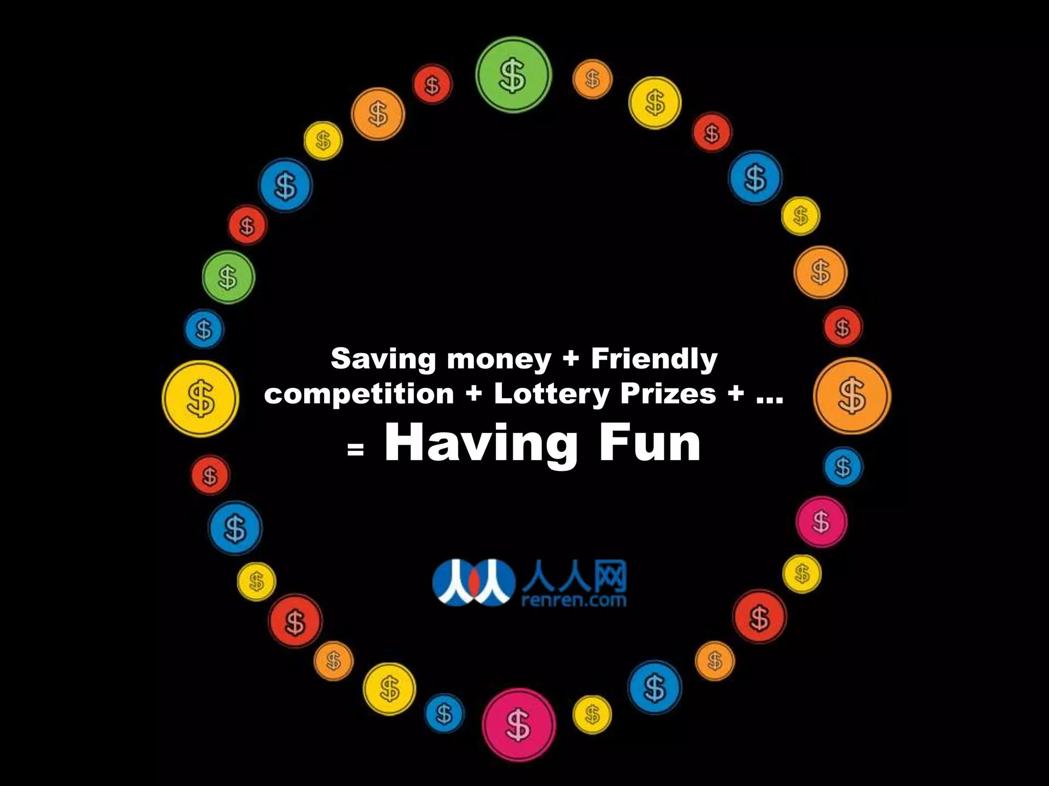 Saving money + Friendly competition + Lottery Prizes + …= Having Fun
