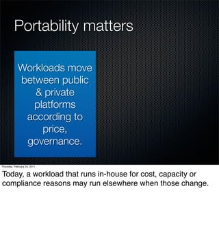Portability matters

             Workloads move
             between public
                & private
                pla...