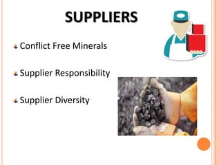 SUPPLIERS
Conflict Free Minerals
Supplier Responsibility

Supplier Diversity

 