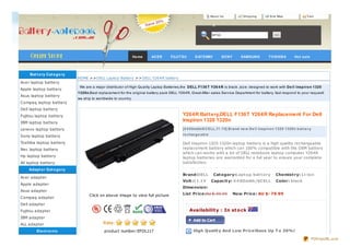 Ab o u t Us           Shipping    S i te Ma p           Ca r t




                                                                                                                BPS8




                                                                Ho me    AC ER      FUJIT SU       G AT EWAY            SO N Y      SAMSUN G    T O SHIB A     Ho t sale




    Bat t e ry Cat e go ry
                             HOME > > DELL Lapto p Battery > > DELL Y264R battery
Acer laptop battery
                              We are a major distributor of High Quality Laptop Batteries,the D ELL F136 T Y26 4 R is black ,siz e: designed to work with D e ll Insp iro n 1320
Apple laptop battery
                             1320n;Best replacement for the original battery pack DELL Y264R, Great After- sales Service Department for battery, fast respond to your request!
Asus laptop battery
                             we ship to worldwide to country.
Compaq laptop battery
Dell laptop battery
Fujitsu laptop battery                                                                      Y264R Bat t ery,DELL F136T Y264R Replacement For Dell
IBM laptop battery
                                                                                            Inspiron 1320 1320n
Lenovo laptop battery                                                                       [4 4 00mAh/6 C ELL,11.1V] B rand ne w D e ll Insp iro n 1320 1320n b at t e ry

Sony laptop battery                                                                         re charg e ab le

Toshiba laptop battery                                                                      Dell Inspiron 1320 1320n laptop battery is a high quality rechargeable
Nec laptop battery                                                                          replacement battery which can 100% compatible with the OEM battery
                                                                                            which can works with a lot of DELL notebook laptop computer. Y264R
Hp laptop battery                                                                           laptop batteries are warranted for a full year to ensure your complete
All laptop battery                                                                          satisfaction.
    Adapt e r Gat e go ry
                                                                                            Brand:DELL           Cat egory:Lapt op bat t ery         Chemist ry: Li-ion
Acer adapter
                                                                                            Volt :11.1V        Capacit y: 4 4 00mAh/6CELL             Color: black
Apple adapter
                                                                                            Dimension:
Asus adapter
                                   Click on above image to view full picture                List Price:AU $: 9 9 .9 9            Now Price: AU $: 79.99
Compaq adapter
Dell adapter
Fujitsu adapter                                                                                 Availabilit y : In st o ck
IBM adapter
ALL adapter
        Ele ct ro nic                       product number:EPDL117                                High Qualit y And Low Price!Save Up T o 20%!

                                                                                                                                                                           PDFmyURL.com
 
