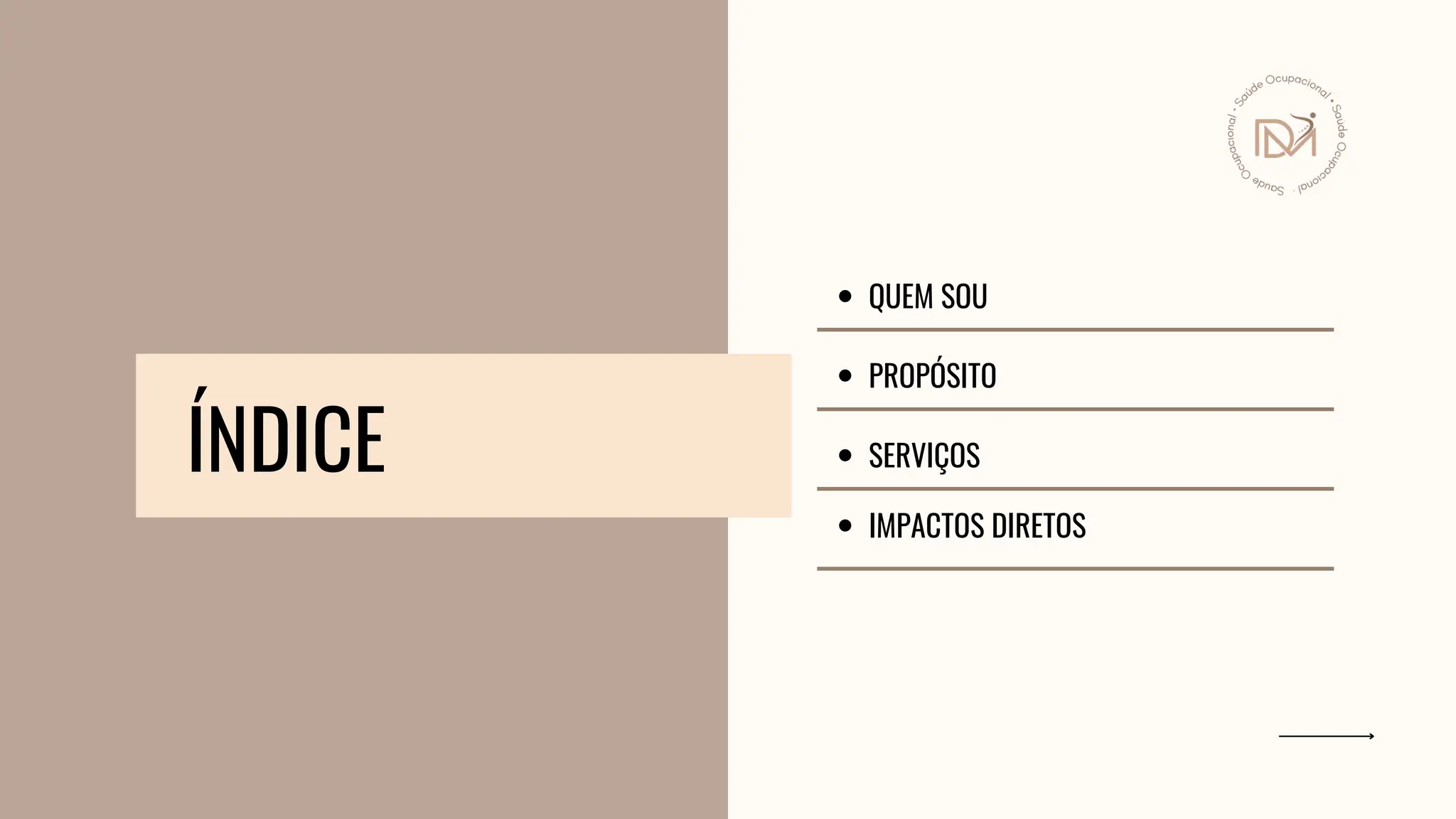 ÍNDICE
QUEM SOU
PROPÓSITO
SERVIÇOS
IMPACTOS DIRETOS
 