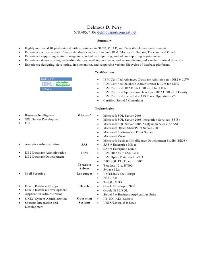 database administrator resumes