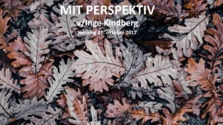 MIT PERSPEKTIV
v/Inge Kindberg
Herning 31. oktober 2017
 
