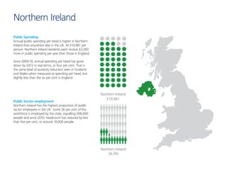 Northern Ireland
Public Spending
Annual public spending per head is higher in Northern
Ireland than anywhere else in the U...